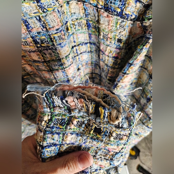 MNML Raw Edge Flannel Button Shirt - Blue/White Size Mens Medium - Picture 6 of 6